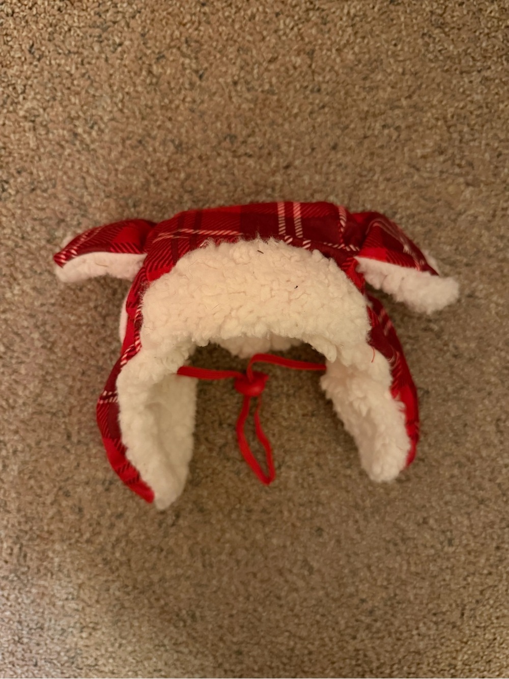 Red Plaid Sherpa-Lined Kids Trapper Hat